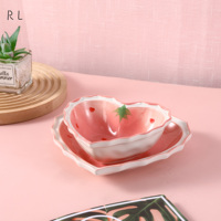 Série rose Vaisselle chinoise de haute valeur, ensembles de vaisselle à la fraise, vaisselle mignonne pour filles