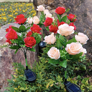 <b>Solar</b> Rose Garden Lights Led <b>Solar</b> Powered Outdoor Waterproof Decorative Flower Lamp For Yard Patio Landscape <b>Lighting</b> - Product Image 3