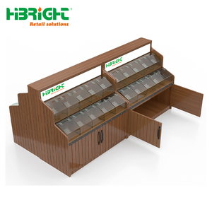 Estante de exhibición de alimentos a granel de madera para supermercado, mostrador de dulces con estantes tipo isla, contenedores de acrílico y gabinete de almacenamiento - Product Image 5