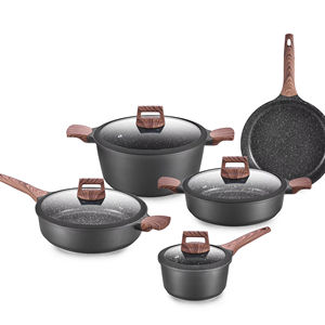 Лидер продаж, <span class=keywords><strong>2025</strong></span>, литая под давлением алюминиевая мраморная посуда с антипригарным покрытием, набор посуды с бакелитовой мягкой сенсорной ручкой - Product Image 1