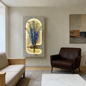 Arte Mural Moderno en Relieve 3D, Pintura Texturizada, Escultura Geométrica Hecha a Mano, Pintura Minimalista de Arenisca con LED, Personalizable - Product Image 4