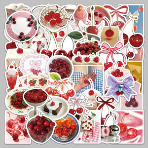 50pcs Usine En Gros <span class=keywords><strong>Stickers</strong></span> <span class=keywords><strong>Muraux</strong></span> Die-cut Vinyle Étanche Personnalisé Cerise LNS Style Autocollants - Product Image 5