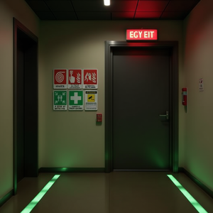 ป้ายเตือนความปลอดภัย ประตูหนีไฟ 250 X 310 มม. ป้ายเตือนทางออกฉุกเฉิน - Product Image 3