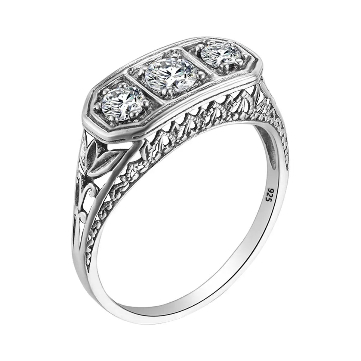SZJINAO Rodada 0.3 quilates D Festa de Casamento anillos Moissanite 3 Anel De Pedra 925 Sterling Silver anéis vintage mulheres