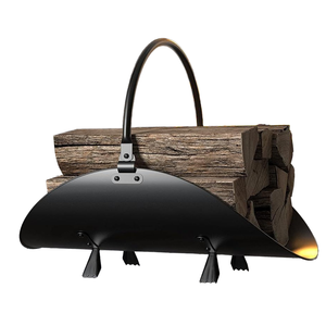 Porta Leños Moderno de Hierro para Interiores y Exteriores, Negro, Resistente, Metálico, con Asa, en Oferta - Product Image 1
