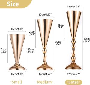 Tabletop Iron Luxury Wedding <b>Flower</b> Vase Stand Gold Table Decorative Centerpiece <b>Artificial</b> <b>Flower</b> Holder Anniversary High - Product Image 4