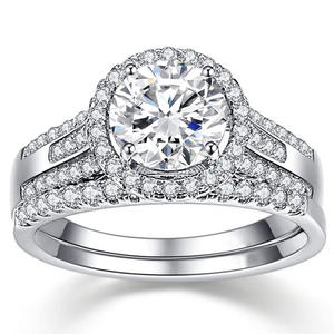 Anello di fidanzamento da donna in oro bianco con diamante taglio brillante rotondo sintetico coltivato in laboratorio e fascia a halo - T0119 - Product Image 2