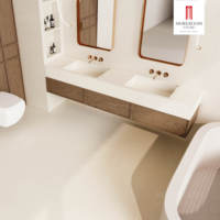 Carrelage en pierre frittée pour salle de bain, finition mate crème, grand format 1200x1200 mm, surface antidérapante, moderne, écologique, pour sol et mur