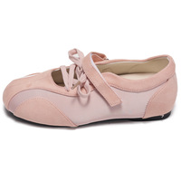 Chaussures plates Mary Jane en cuir microfibre pour femmes, OEM ODM, avec lacets avant, sangle réglable, talon plat, style rétro sportif, légères