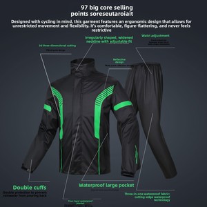Combinaison imperméable pour motocycliste homme, veste et pantalon de pluie, vêtements de sécurité réfléchissants, imperméable intégral, vêtements de pluie pour livraisonurs - Product Image 4