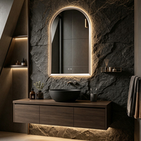 Espejo de Baño LED con Forma de Arco, Antivaho, Táctil, Retroiluminado, de Pared, Espejo de Maquillaje Moderno para Uso Doméstico