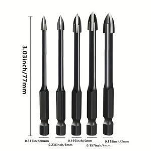 Guest Quality Universal <b>Drill</b> <b>Bit</b> Set 5Pcs Hex Shank For Ceramic Tile Concrete Brick <b>Wood</b> Steel Aluminum Glass - Product Image 2