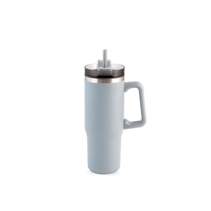 Stainless Steel Thermal <b>Mug</b> 0.9L <b>With</b> Straw And <b>Handle</b> For Cold Hot Drinks - Product Image 1