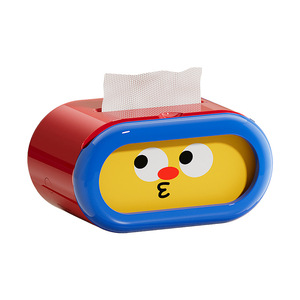 Caja de pañuelos creativa para escritorio, diseño de dibujos animados en rojo y azul, mecanismo de elevación con resorte para uso en el hogar y el coche - Product Image 2
