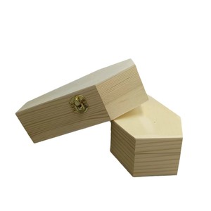 Pet Urn Flip Top Wooden Coffin <b>Box</b> Rectangle Pine Color Handmade Decorative Storage For Pet <b>Memorials</b> - Product Image 3