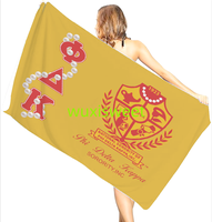 Serviettes de plage promotionnelles les plus vendues pour les sororités, serviettes d'été personnalisées de haute qualité avec logo et motif, pour la sororité nationale.
