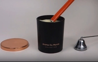 Bougeoir en verre ambre chaud, ensemble cadeau de bougie parfumée avec couvercle en céramique