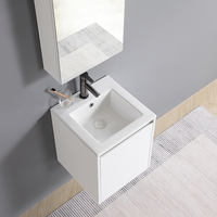 Meuble-lavabo mural de salle de bain compact, moderne et luxueux en PVC étanche avec vasque
