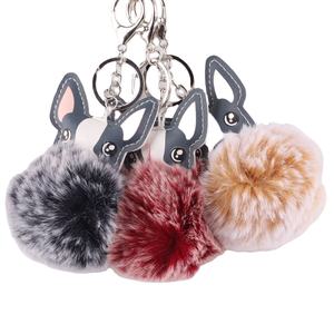 Hund und Mensch Bester Freund Fluff Ball Einzigartige schwarze Leder Plüsch Schlüssel bund Online Schlüssel anhänger - Product Image 1