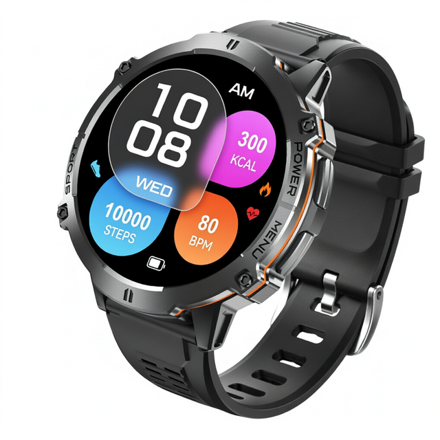 Smart Watch GPS Call 1.56 Inch AMOLED Fitness Tracker Heart Rate Blood Pressure Sleep 107 Sport Modes 3ATM Waterproof