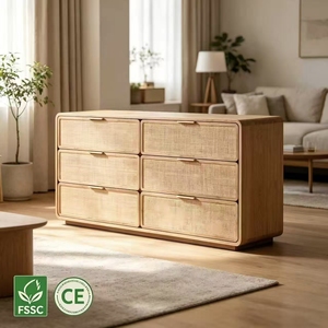 <span class=keywords><strong>Commode</strong></span> à 6 tiroirs en rotin style ferme, en bois massif, rustique, pour chambre à coucher, grande unité de rangement, meuble artisanal, fournisseur - Product Image 1