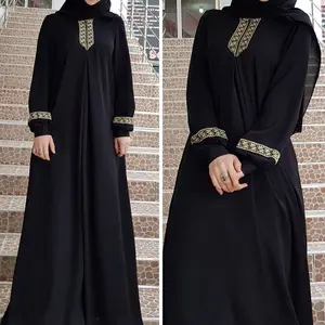 Classic Abaya 2023 Hot Selling Simple Loose ABAYA Ethnic Style Printed Female Muslim Long Dress Arabic Abaya