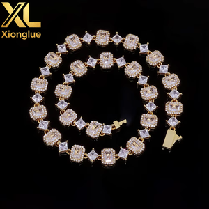 Iced Out 10MM Square Clustered Tennis <b>Chain</b> Necklace Hop Jewelry Rhombus Shape Zircons <b>Chain</b> Necklace for Women Gift - Product Image 1