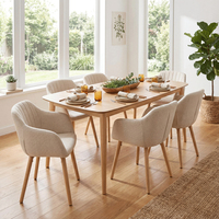 Chaise de salle à manger moderne en tissu rembourré, assise douce et rembourrée, pieds en bois de caoutchouc pour la maison, la cuisine, le restaurant, le café, meubles