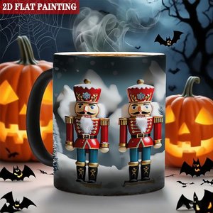 Frosted Black <b>Ceramic</b> <b>Mug</b> 11oz Heat Activated Color Changing Cup Christmas Nutcracker Design - Product Image 6