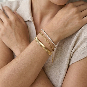 18K Gold Plated Fade Resistant Stainless Steel Open <b>Bangle</b>, High-end Titanium Steel Jewelry Wholesale - Product Image 2