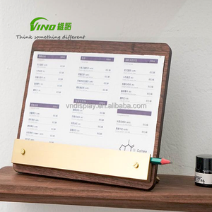 Decoración para Catering, Menú de Madera para Buffet, Soporte con Borde Metálico para Menú de Restaurante, Pantalla de Presentación de Menú en Papel - Product Image 4