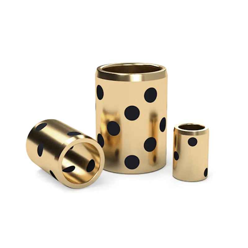 Cylindrical Brass Bearing Bushing Machined Brass Knurling Flanged Oil Free Wrapped Bushing