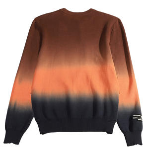 Suéter de diseñador para hombre con logotipo personalizado, jersey de cuello redondo teñido con lazo degradado con manga larga, top de punto de algodón de invierno - Product Image 2