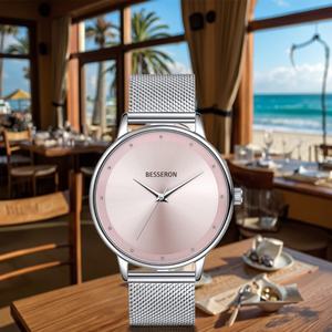 Reloj de Cuarzo de Lujo para Negocios, Diseño Moderno y Sencillo, Cristal Mineral, Correa de 18 mm, Acero Inoxidable de 38 mm, Resistente al Agua 3BAR, con Pedrería - Product Image 2