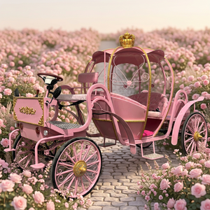 Magnifique chariot de bonbons électrique en forme de citrouille de Cendrillon, rose doré, pour mariage, fête, célébration en plein air et photos. - Product Image 1