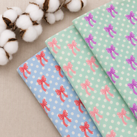 Bestseller Organischer Gekämmter 100% Baumwoll-Popeline-Stoff Niedlicher Polka-Dot-Schleifenprint für Mädchenkleider Umweltfreundlich Individuelle Bestellungen Möglich