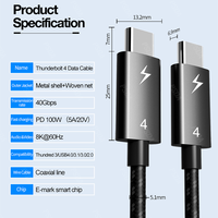 EONLINE 0.5M 1M 2M USB C Câble PD 100W Thunderbolt 4 40Gbps Type C à C USB3 Fast PD pour Macbook Pro Chargeur rapide