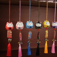 Ornements de chat porte-bonheur de style japonais ouverture de magasin pendentif en céramique ornements santé Daruma oeuf voiture amulette pour voiture décor maison