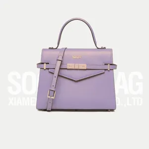 Soochic Dress Luxury Leather Handbag Brown Casual Medium Flap Shoulder Bag Trendy Customized Lock Design Women Clutch Tote Bag