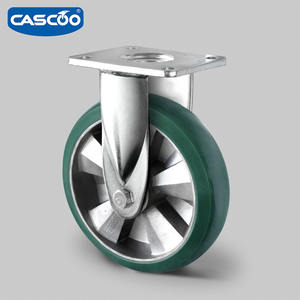 CASCOO 5 Polegadas Heavy Duty Poliuretano Verde Elástico Rodas Tipo Material De Alumínio Giratória para Rodízios De Suporte De Aço - Product Image 5