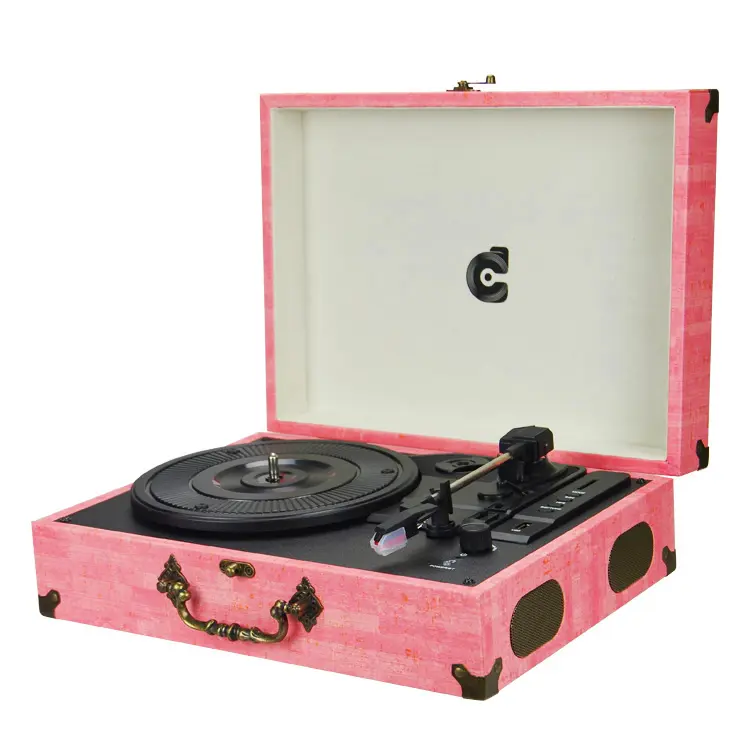 Fabricación venta recto Rosa fonógrafo KD-3010 disco de vinilo maletín tocadiscos Tocadiscos