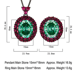 Juego de Joyería Vintage Ecológico de Cobre Chapado en Oro Negro con Circonitas Multicolor de 15*18mm para Mujer, Collar para Fiesta de Compromiso o Boda - Product Image 3
