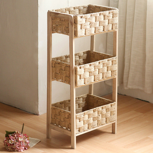 Best-Selling New Arrival Rattan Nightstand 3-Tier Storage <b>Rack</b> Rattan Basket Floor Stand Wholesale from a Reputable Manufacturer - Product Image 6