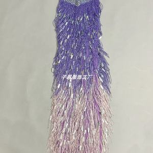 Hochwertiges Luxus-Bodenlanges Mesh-Kleid mit Funkelnden Strass-Quasten Handgefertigtes Damen-Geburtstags-Abendkleid für Abschlussball Modenschau Rot - Product Image 4