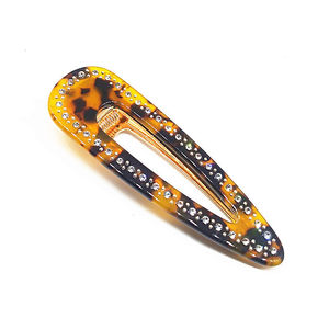 Luxus-Glitzer-Strass-Haarclips für Damen Acetat-Schildkröten-Schale Wassertropfen-Haarspitzen mit metallischen Punkten - Product Image 3
