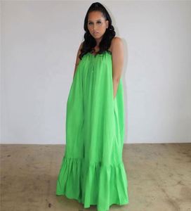 2024 nuovi abiti Slip larghi da donna S-5XL tinta unita senza maniche taglie forti stile Africa Europa abito lungo Casual - Product Image 5
