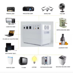 Générateurs domestiques 2000W pour extérieur, camping, voyage, chasse, station d'alimentation d'urgence, batterie de secours au lithium LiFePO4, lampe torche pure - Product Image 2