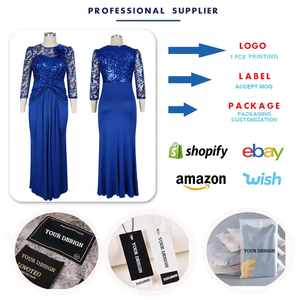 <span class=keywords><strong>Robe</strong></span> de soirée de luxe S10810 élégante à col rond et manches 3/4 <span class=keywords><strong>en</strong></span> <span class=keywords><strong>dentelle</strong></span> et sequins, <span class=keywords><strong>robe</strong></span> de cérémonie formelle pour femme, robes africaines d'église + fleur - Product Image 3