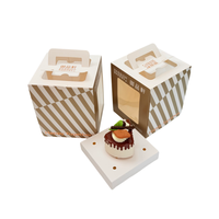 Boîte à dessert pliable en papier spécial avec fenêtre transparente, conteneur cadeau alimentaire pour gâteaux et pâtisseries
