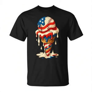 Camiseta con diseño de bandera estadounidense del 4 de julio, con diseño de cono de helado de béisbol - Product Image 2